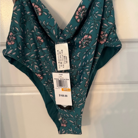 NWT Tavik Penelope Slinky Rib One Piece Swimsuit in Wildflower Green - Small - Picture 2 of 6